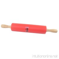 Dianoo Rolling Pin Non-Stick Silicone Surface Rolling Pin with Wooden Handle for Rolling Dough Baking - Red - 12 Inch 1PCS - B01GX2CVKU